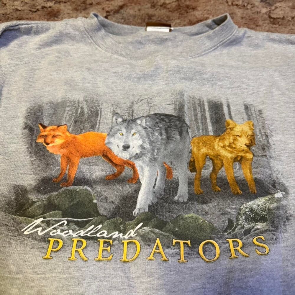 Vintage 90s American Outdoor grey woodland predators crewneck sweatshirt Sz XXL